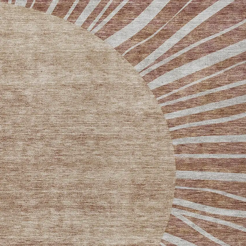 Orange Copper And Terra Cotta Abstract Washable Indoor Outdoor Area Rug Photo 5
