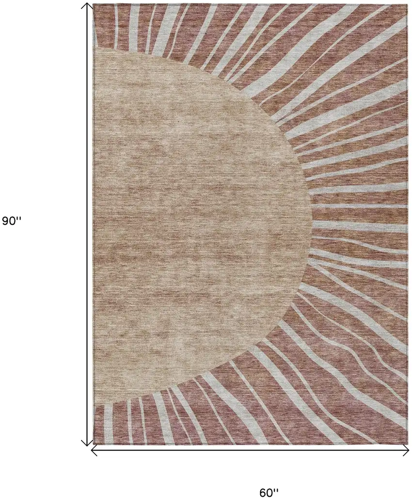 Orange Copper And Terra Cotta Abstract Washable Indoor Outdoor Area Rug Photo 3