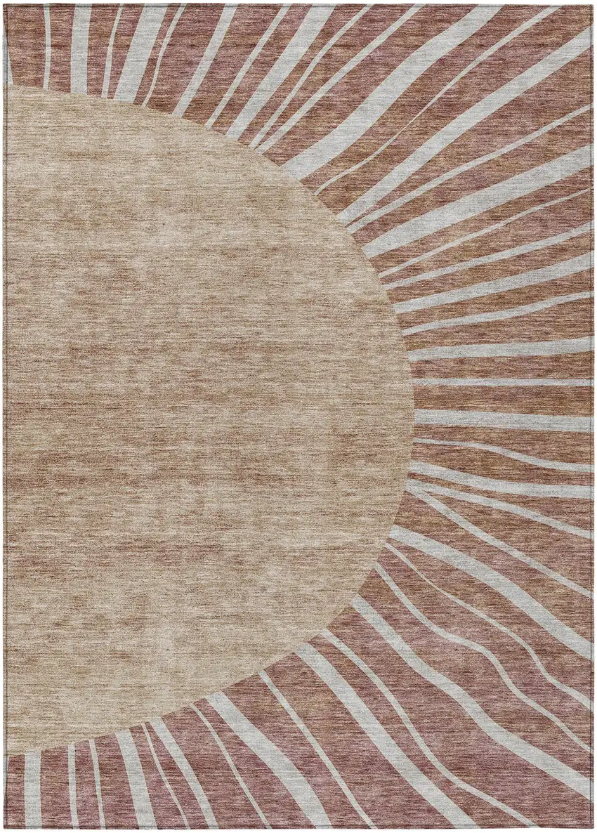 Orange Copper And Terra Cotta Abstract Washable Indoor Outdoor Area Rug Photo 2