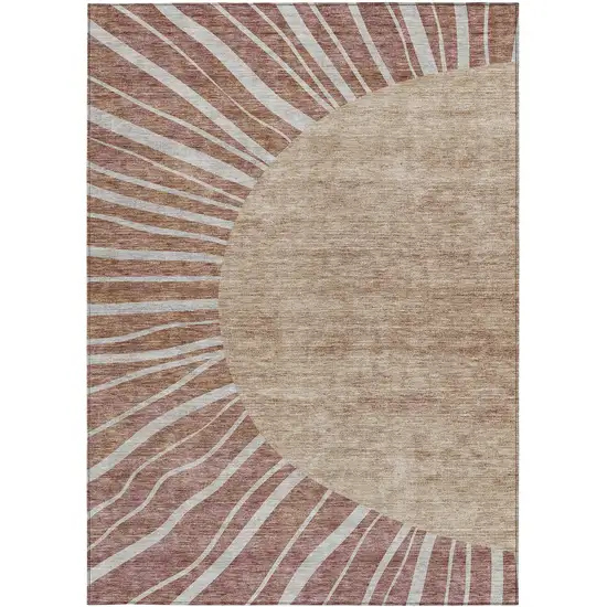 Orange Copper And Terra Cotta Abstract Washable Indoor Outdoor Area Rug Photo 5