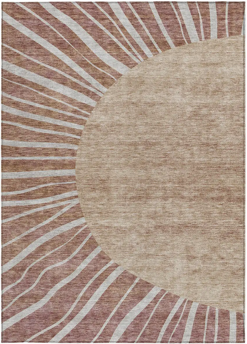 Orange Copper And Terra Cotta Abstract Washable Indoor Outdoor Area Rug Photo 5
