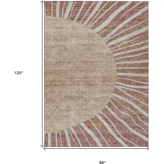 Orange Copper And Terra Cotta Abstract Washable Indoor Outdoor Area Rug Photo 3