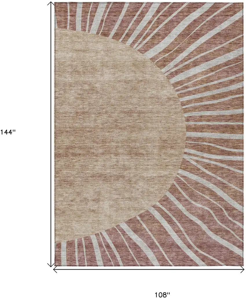 Orange Copper And Terra Cotta Abstract Washable Indoor Outdoor Area Rug Photo 3