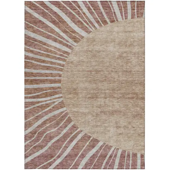 Orange Copper And Terra Cotta Abstract Washable Indoor Outdoor Area Rug Photo 7