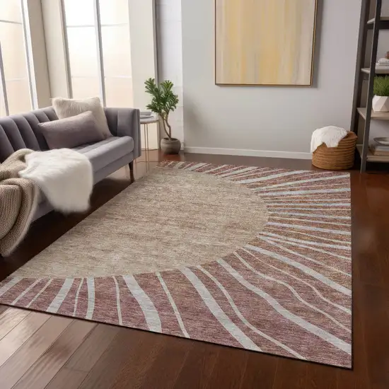 Orange Copper And Terra Cotta Abstract Washable Indoor Outdoor Area Rug Photo 9