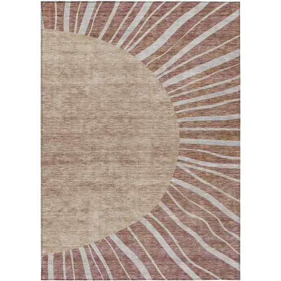 Orange Copper And Terra Cotta Abstract Washable Indoor Outdoor Area Rug Photo 2