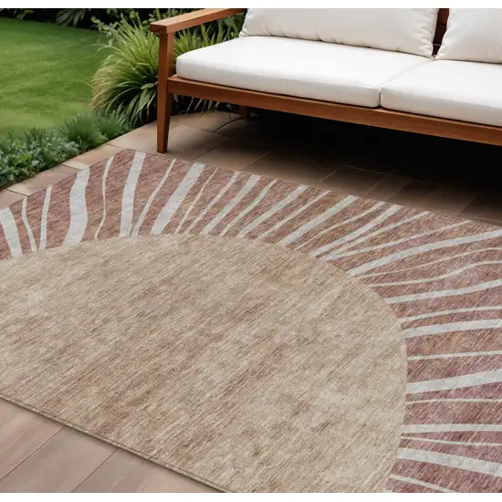Orange Copper And Terra Cotta Abstract Washable Indoor Outdoor Area Rug Photo 1