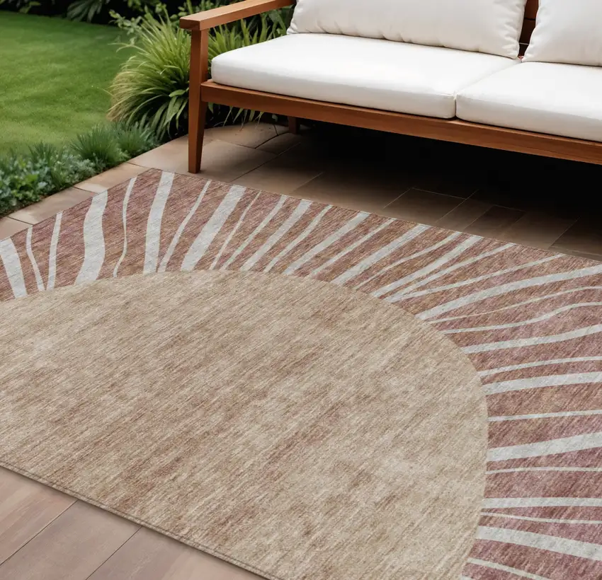 Orange Copper And Terra Cotta Abstract Washable Indoor Outdoor Area Rug Photo 1