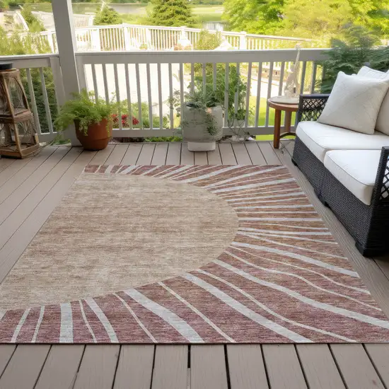 Orange Copper And Terra Cotta Abstract Washable Indoor Outdoor Area Rug Photo 8