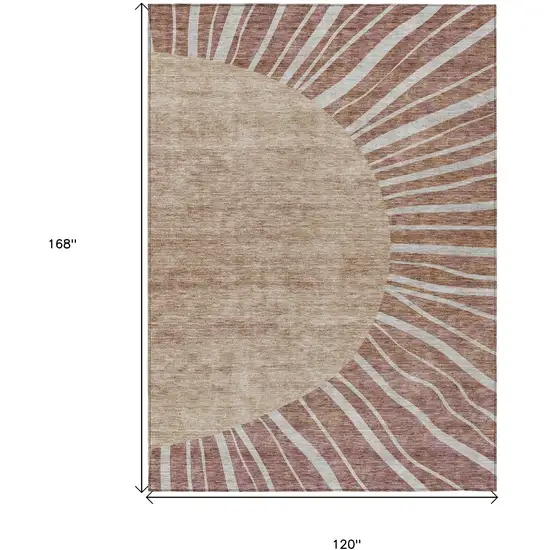 Orange Copper And Terra Cotta Abstract Washable Indoor Outdoor Area Rug Photo 3