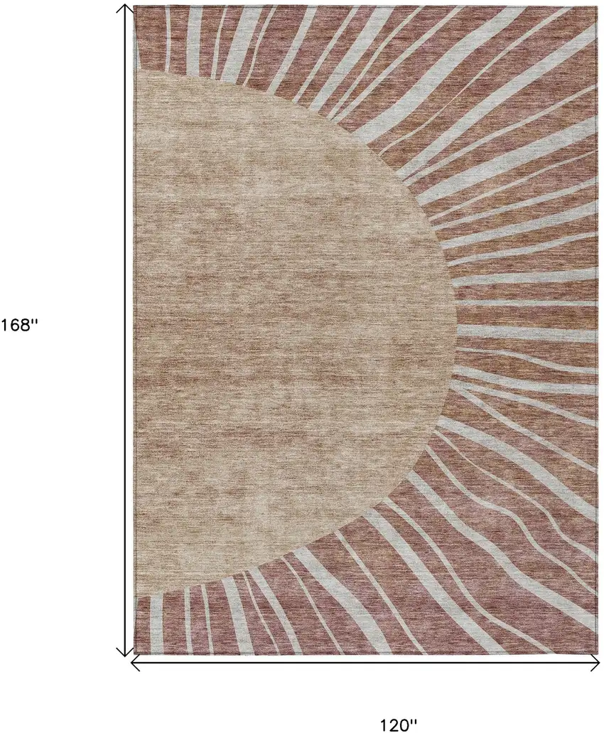 Orange Copper And Terra Cotta Abstract Washable Indoor Outdoor Area Rug Photo 3
