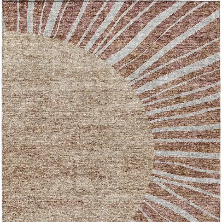 Orange Copper And Terra Cotta Abstract Washable Indoor Outdoor Area Rug Photo 7