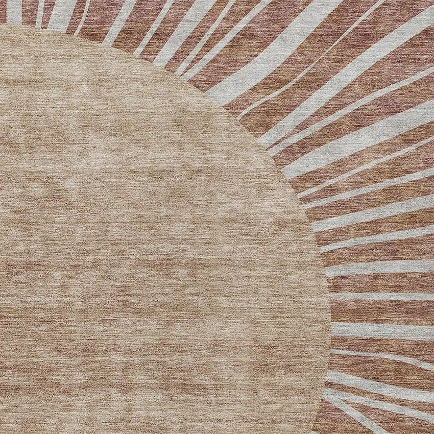 Orange Copper And Terra Cotta Abstract Washable Indoor Outdoor Area Rug Photo 6