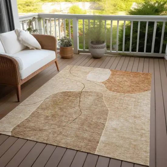 Orange Copper And Terra Cotta Abstract Washable Indoor Outdoor Area Rug Photo 9