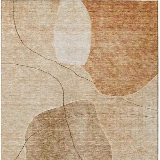 Orange Copper And Terra Cotta Abstract Washable Indoor Outdoor Area Rug Photo 7