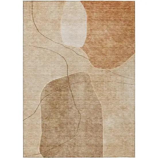 Orange Copper And Terra Cotta Abstract Washable Indoor Outdoor Area Rug Photo 2