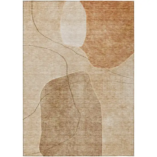 Orange Copper And Terra Cotta Abstract Washable Indoor Outdoor Area Rug Photo 2