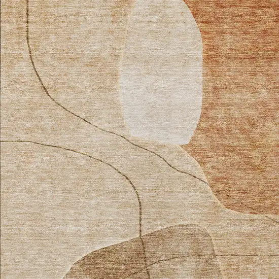 Orange Copper And Terra Cotta Abstract Washable Indoor Outdoor Area Rug Photo 6