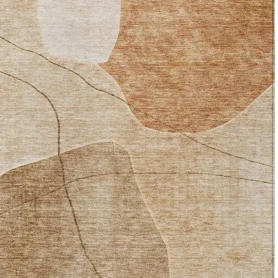 Orange Copper And Terra Cotta Abstract Washable Indoor Outdoor Area Rug Photo 6