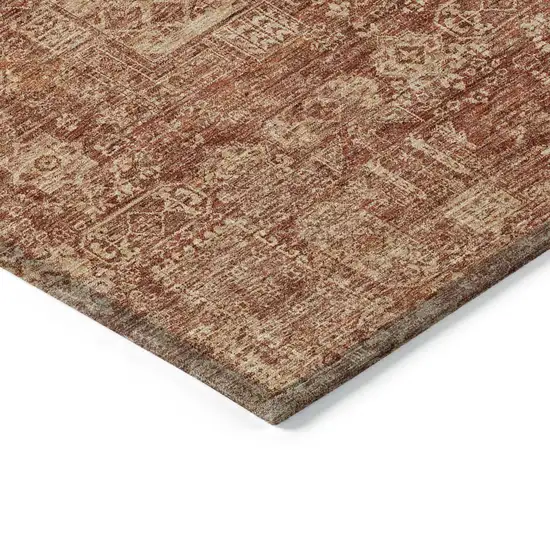 Orange Copper And Terra Cotta Oriental Washable Indoor Outdoor Area Rug Photo 4