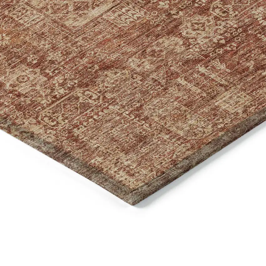 Orange Copper And Terra Cotta Oriental Washable Indoor Outdoor Area Rug Photo 4