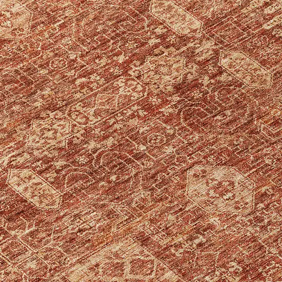 Orange Copper And Terra Cotta Oriental Washable Indoor Outdoor Area Rug Photo 5