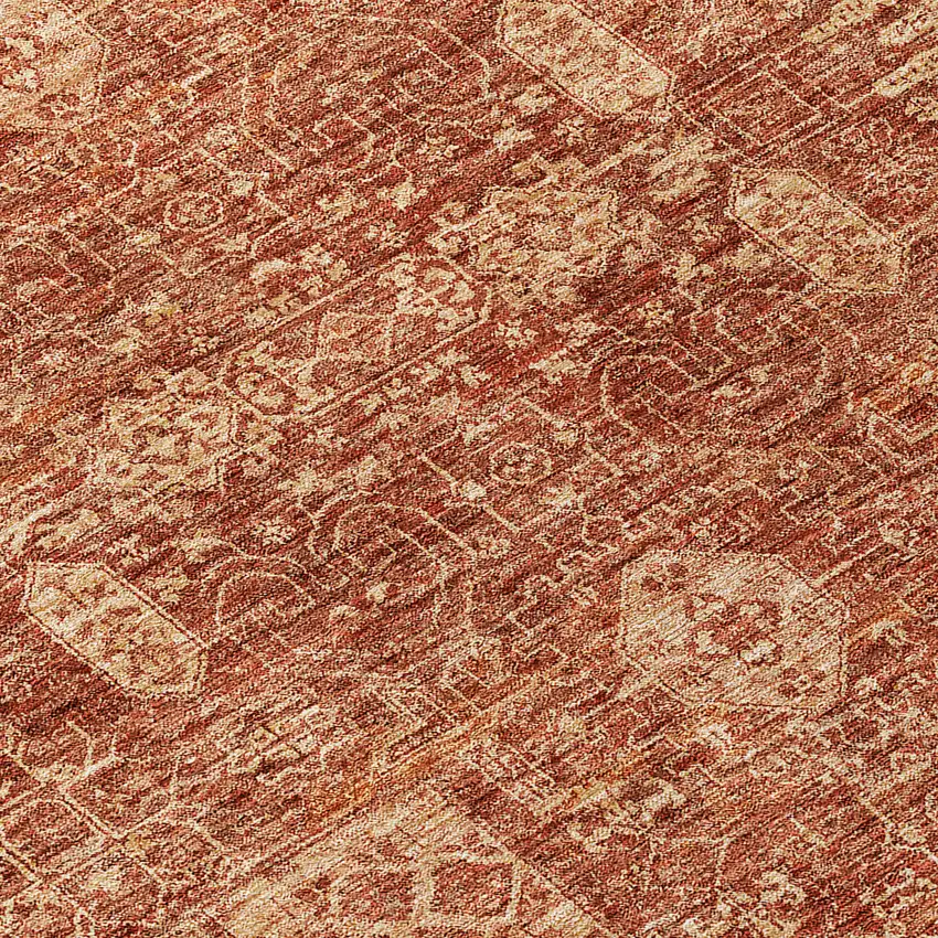 Orange Copper And Terra Cotta Oriental Washable Indoor Outdoor Area Rug Photo 5