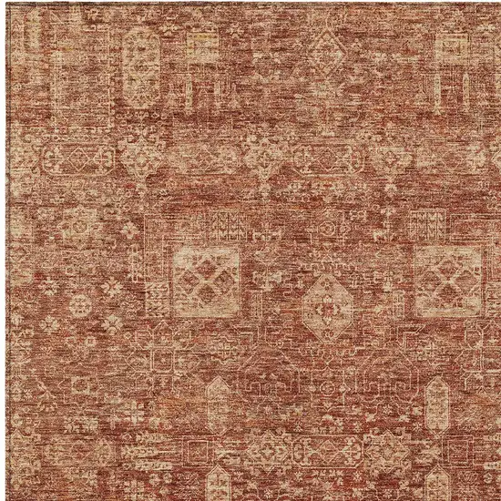 Orange Copper And Terra Cotta Oriental Washable Indoor Outdoor Area Rug Photo 6