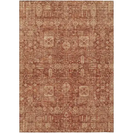 Orange Copper And Terra Cotta Oriental Washable Indoor Outdoor Area Rug Photo 2