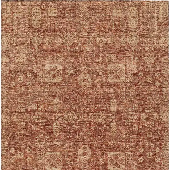 Orange Copper And Terra Cotta Oriental Washable Indoor Outdoor Area Rug Photo 7