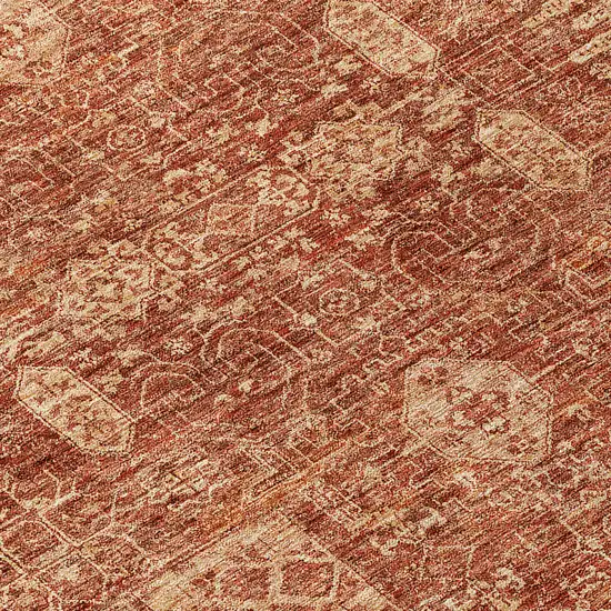 Orange Copper And Terra Cotta Oriental Washable Indoor Outdoor Area Rug Photo 4