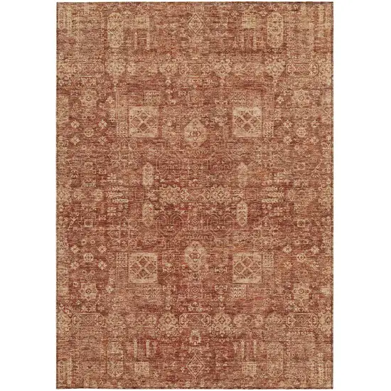 Orange Copper And Terra Cotta Oriental Washable Indoor Outdoor Area Rug Photo 6