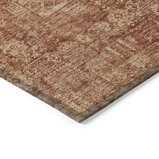 Orange Copper And Terra Cotta Oriental Washable Indoor Outdoor Area Rug Photo 3