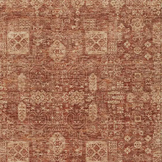 Orange Copper And Terra Cotta Oriental Washable Indoor Outdoor Area Rug Photo 5