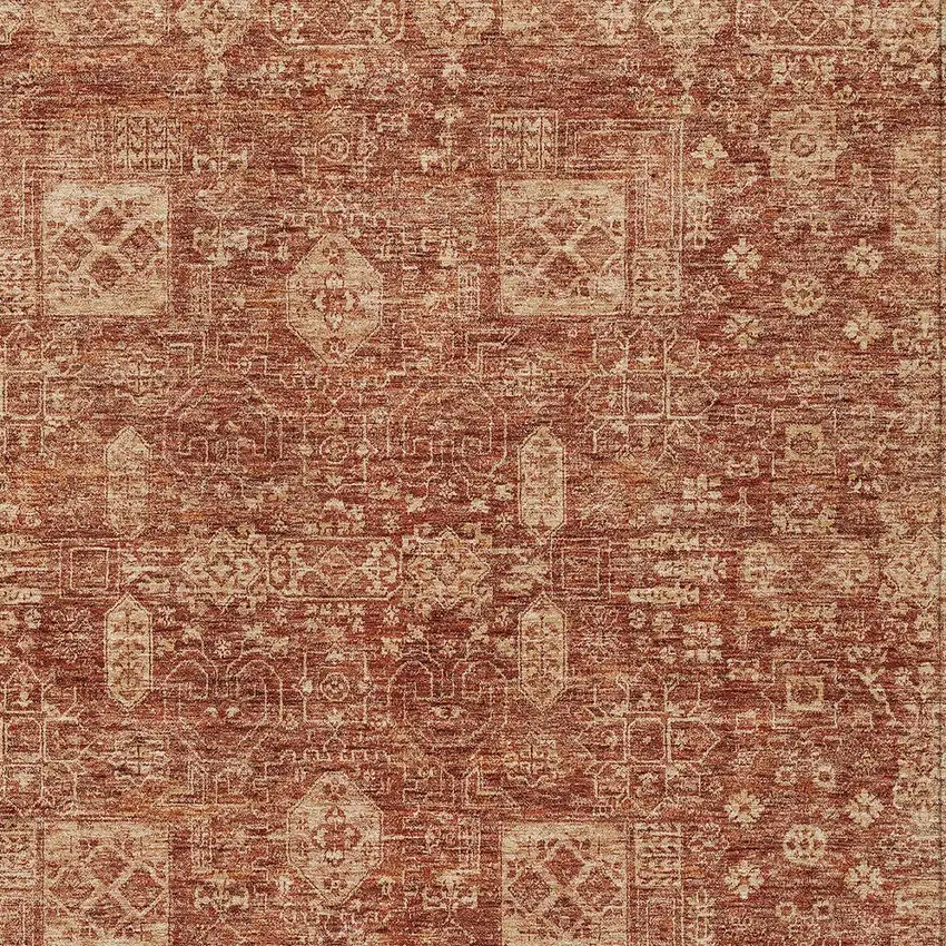 Orange Copper And Terra Cotta Oriental Washable Indoor Outdoor Area Rug Photo 5