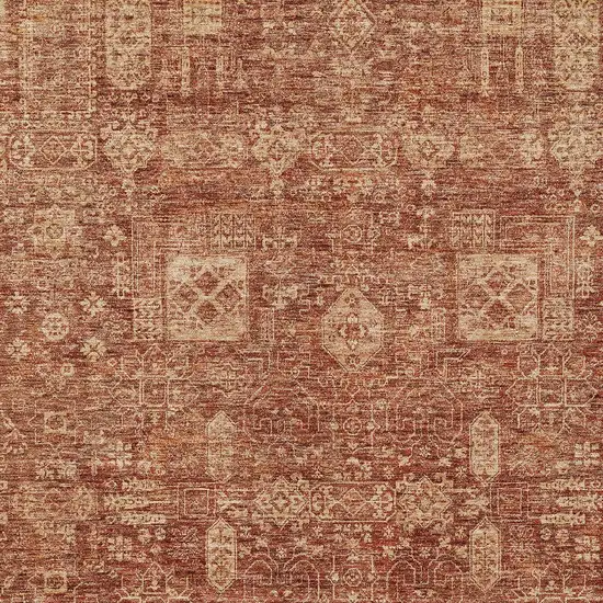 Orange Copper And Terra Cotta Oriental Washable Indoor Outdoor Area Rug Photo 5
