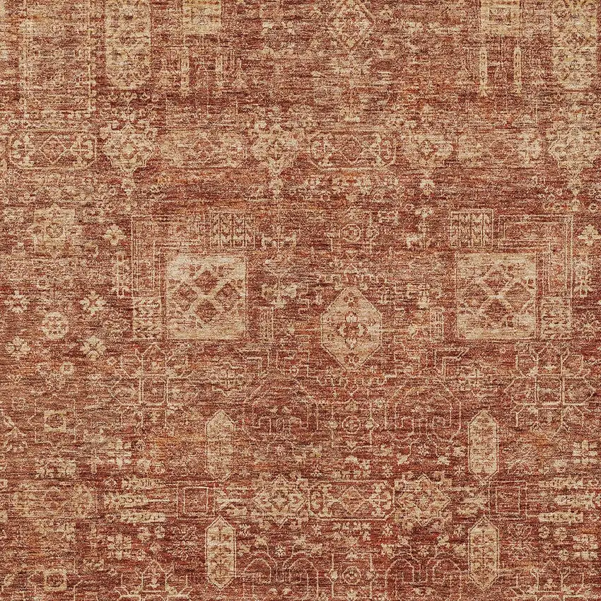Orange Copper And Terra Cotta Oriental Washable Indoor Outdoor Area Rug Photo 5