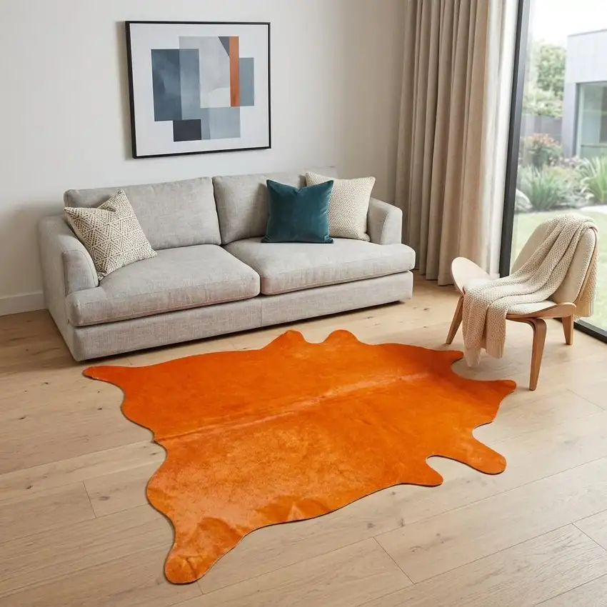 Orange Cowhide Area Rug Photo 1