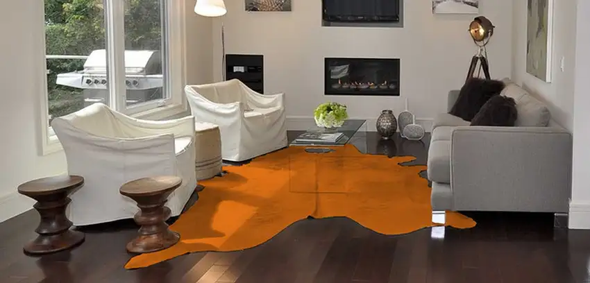 Orange Cowhide - Rug Photo 3
