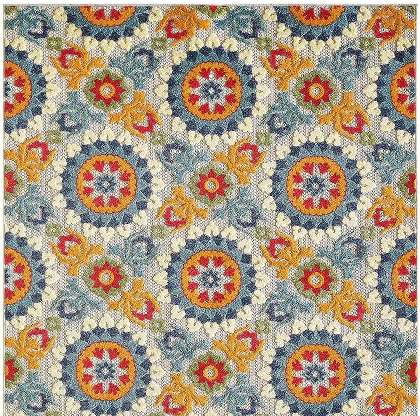 Orange And Ivory Moroccan Stain Resistant Indoor Outdoor Area Rug Photo 4