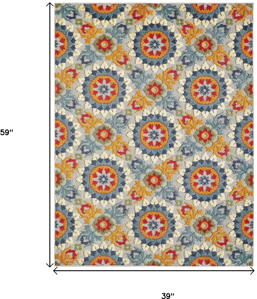 Orange And Ivory Moroccan Stain Resistant Indoor Outdoor Area Rug Photo 3