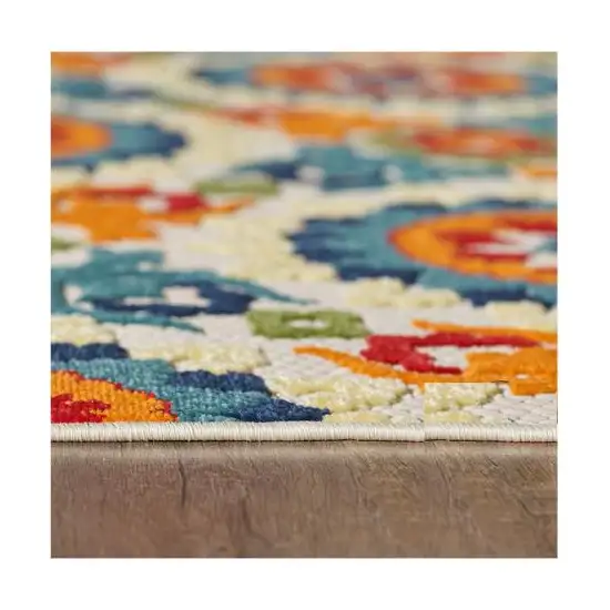 Orange And Ivory Moroccan Stain Resistant Indoor Outdoor Area Rug Photo 3