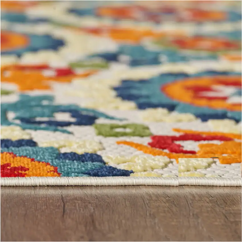Orange Floral Lattice Indoor Outdoor Area Rug Photo 7