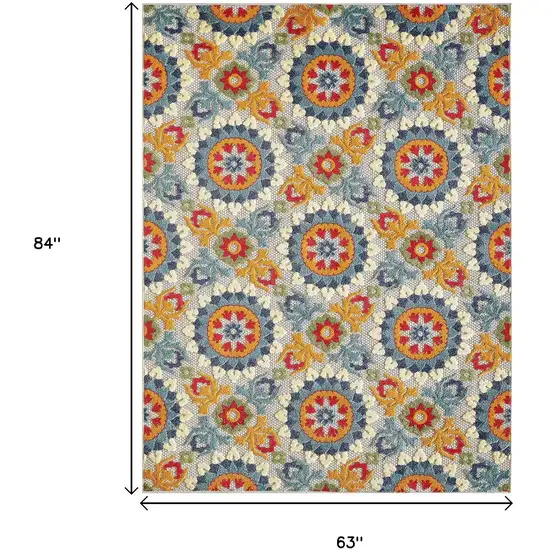 Orange And Ivory Moroccan Stain Resistant Indoor Outdoor Area Rug Photo 9