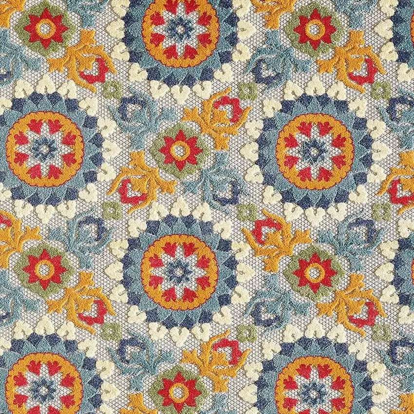 Orange And Ivory Moroccan Stain Resistant Indoor Outdoor Area Rug Photo 5