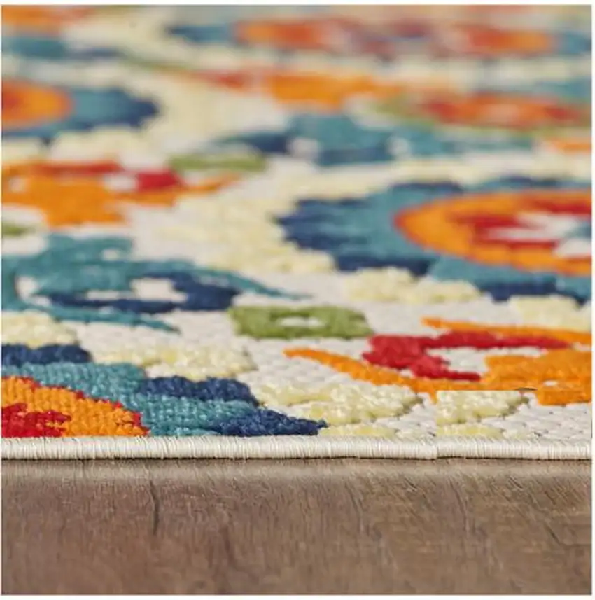 Orange And Ivory Moroccan Stain Resistant Indoor Outdoor Area Rug Photo 3