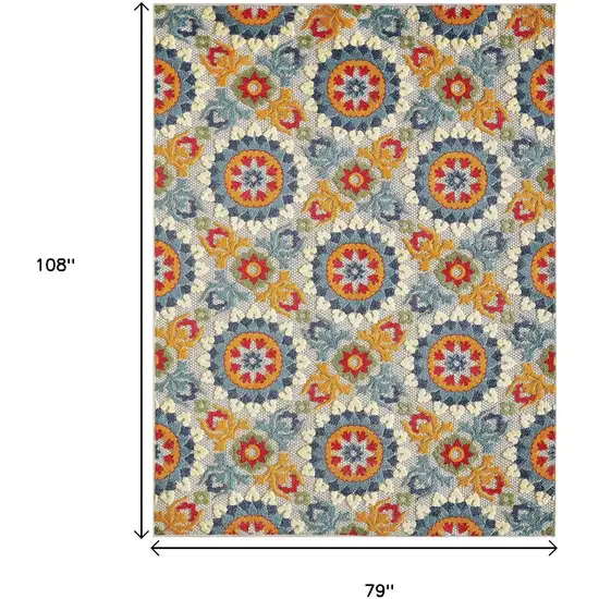 Orange And Ivory Moroccan Stain Resistant Indoor Outdoor Area Rug Photo 9