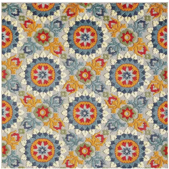 Orange And Ivory Moroccan Stain Resistant Indoor Outdoor Area Rug Photo 4