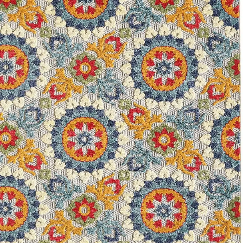 Orange And Ivory Indoor Outdoor Area Rug Photo 8