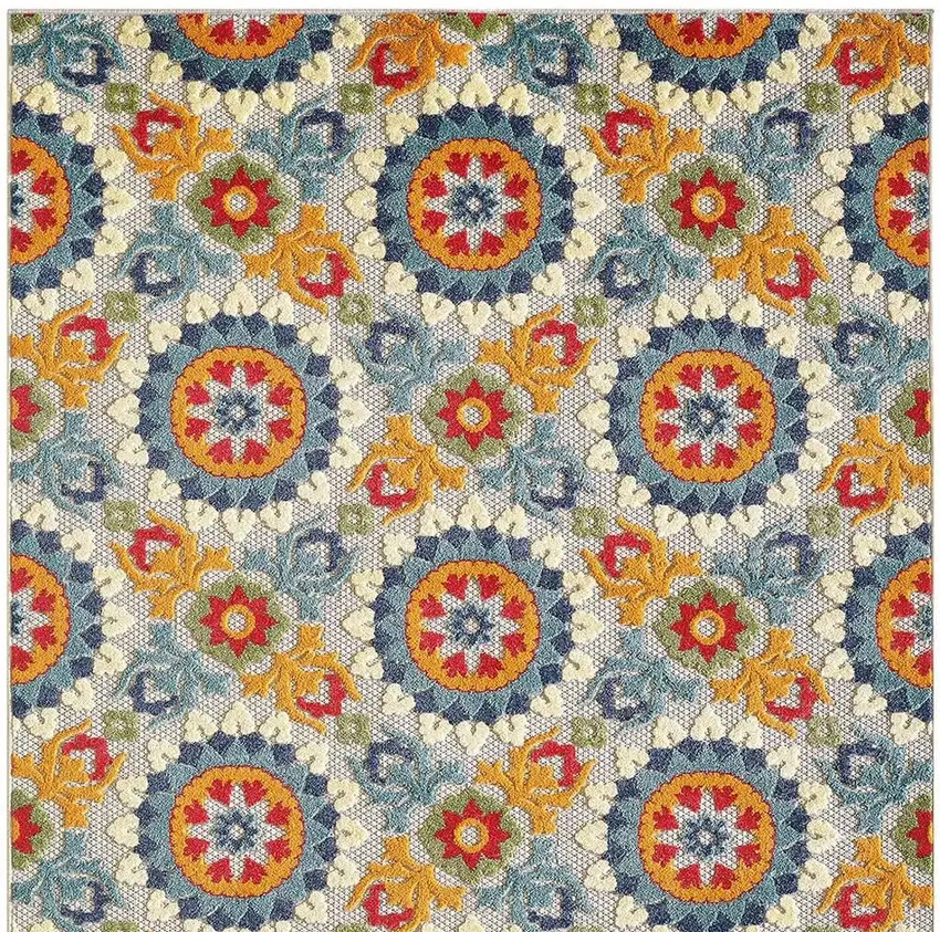 Orange And Ivory Indoor Outdoor Area Rug Photo 4